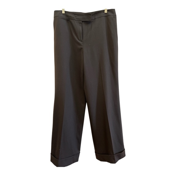 EUC Talbots Italian Stretch Wool Wide-Leg Cuffed  Pants Chocolate Brown Size 10 - Picture 2 of 5